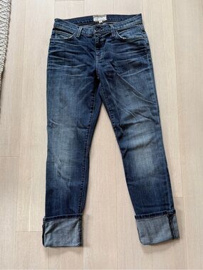 Current/Elliot Dark Wash Cuffed Jeans